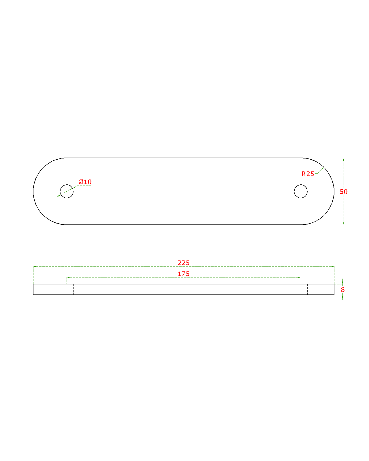Kotviaca platňa L = 225 mm, brúsená nerez AISI 304