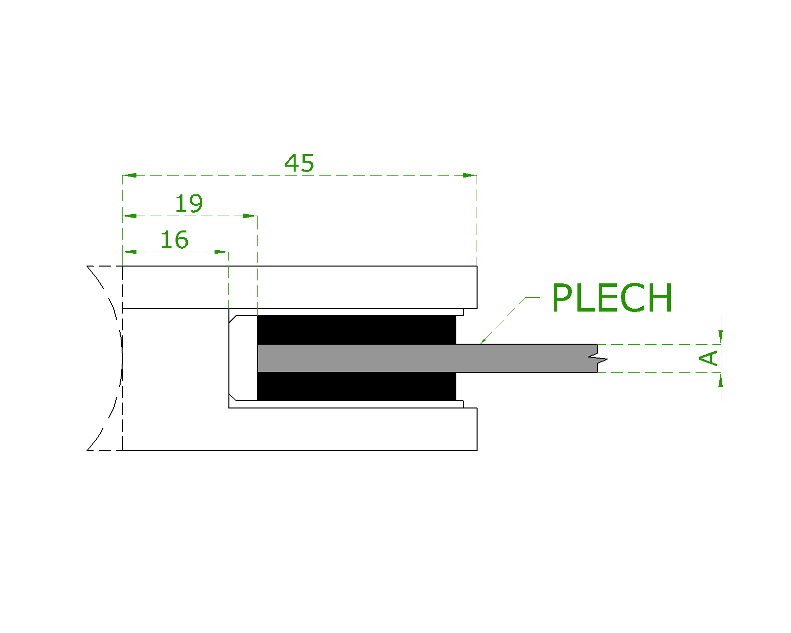 Svorka skla/plechu na jokel 40 x 40 mm, leštená AISI 304