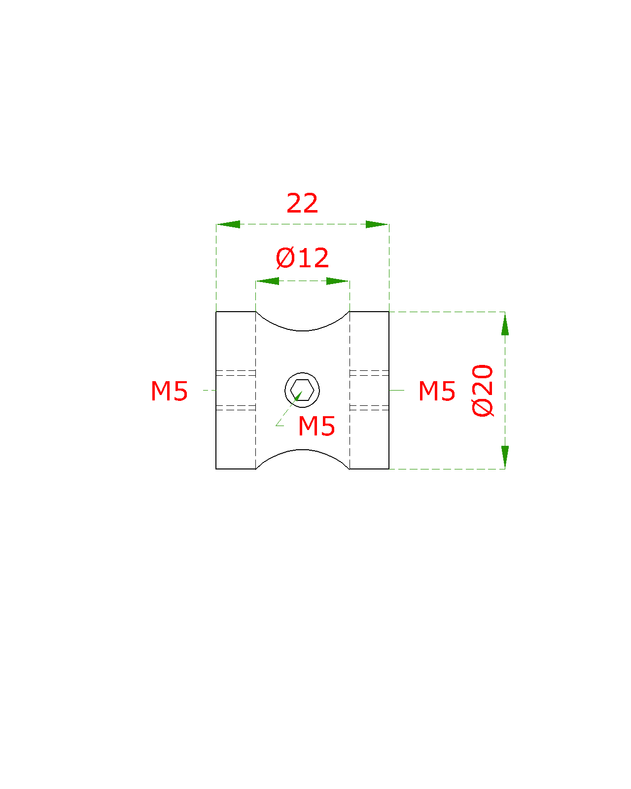 Držiak tyče ø 12 mm, plochý, závit M5, brúsená AISI 304