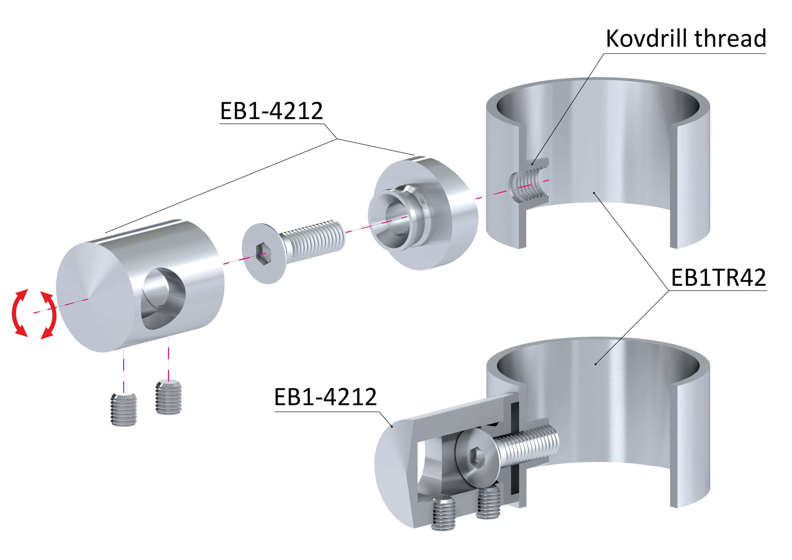Držiak tyče ø 12 mm na trubku ø 42,4 mm, brúsená AISI 304