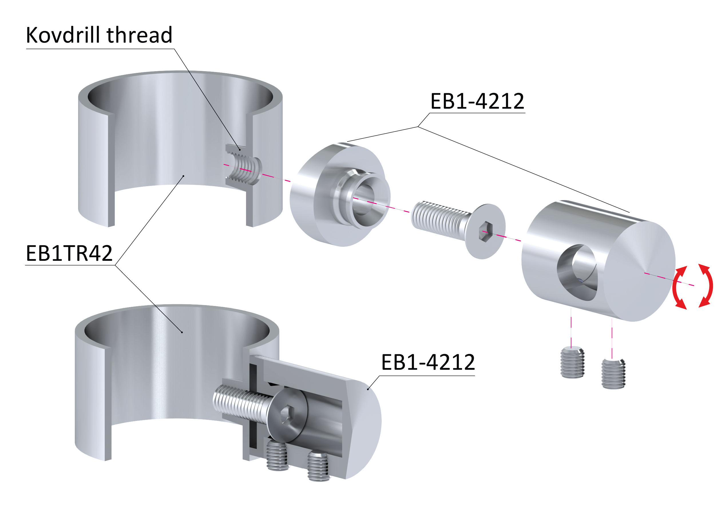 Držiak tyče ø 12 mm na trubku ø 42,4 mm, brúsená AISI 304