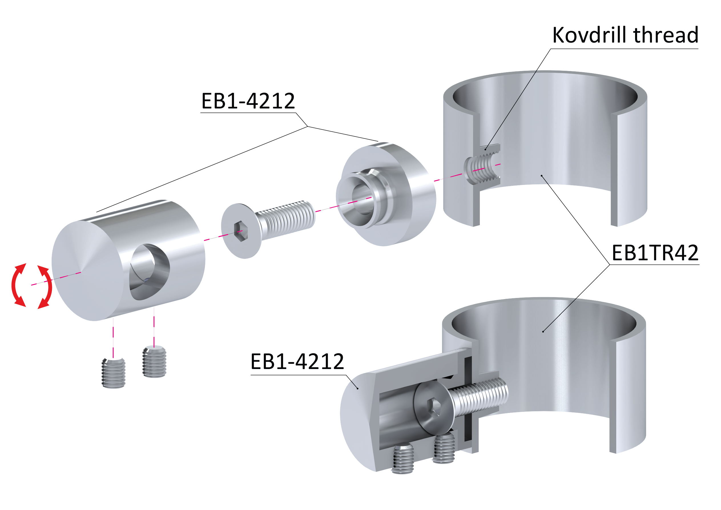Držiak tyče ø 12 mm na trubku ø 42,4 mm, brúsená AISI 304