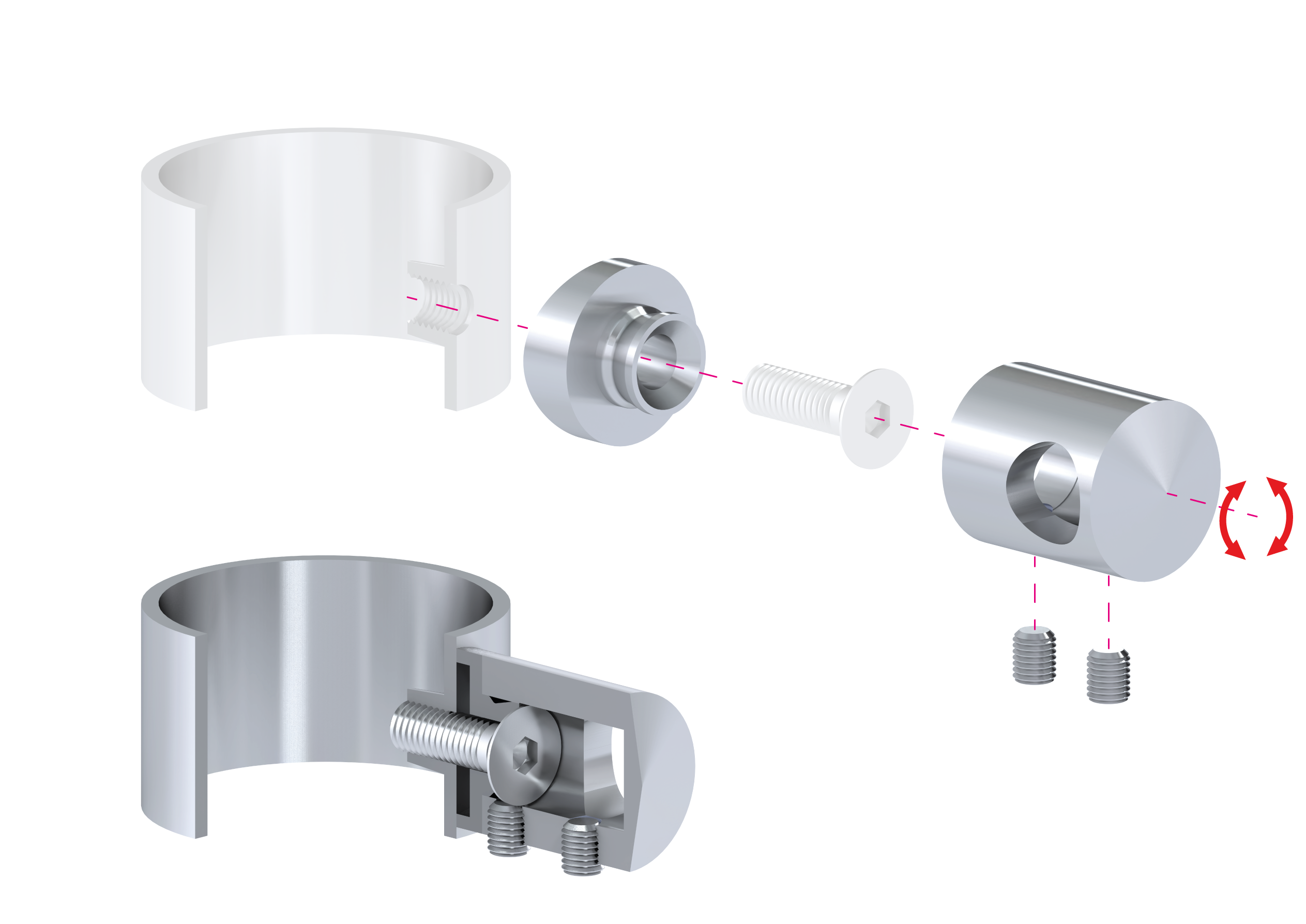 Držiak tyče ø 16 mm na trubku ø 48,3 mm, brúsená AISI 304