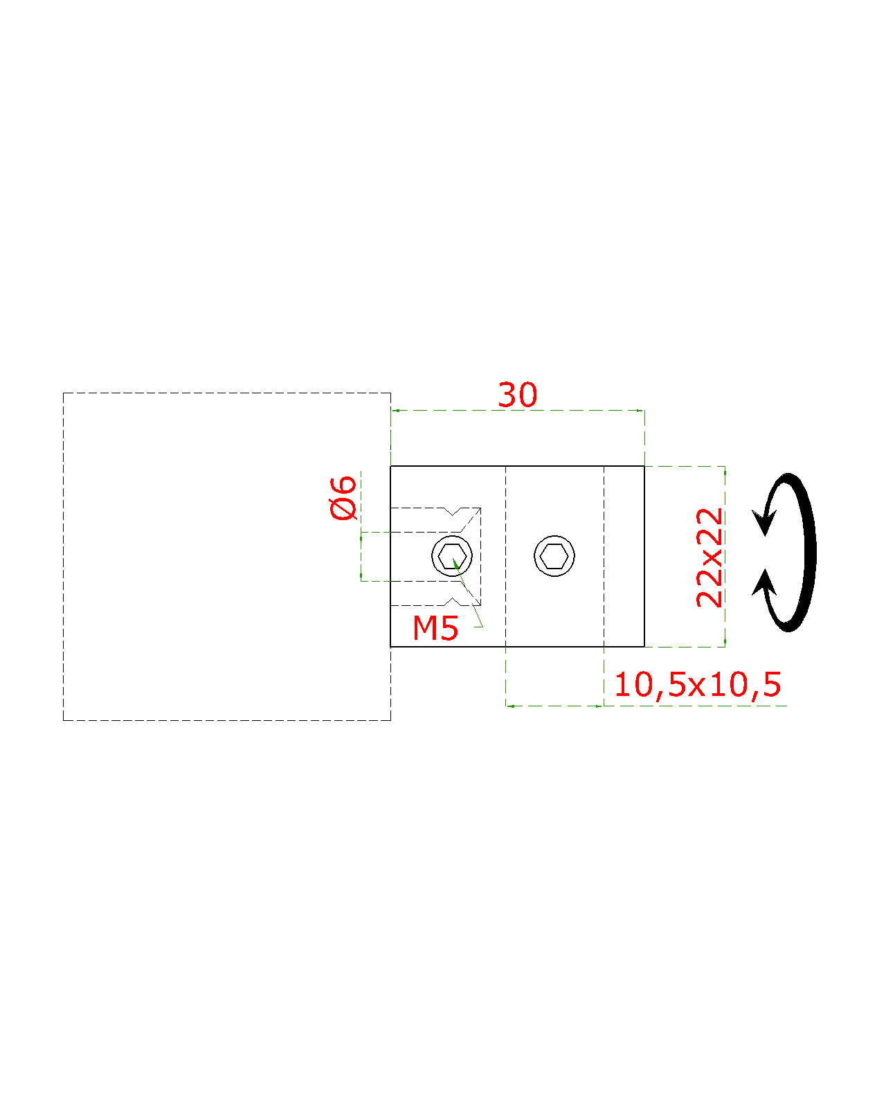 Držiak profilu 10 x 10 mm, plochý, brúsená nerez AISI 304