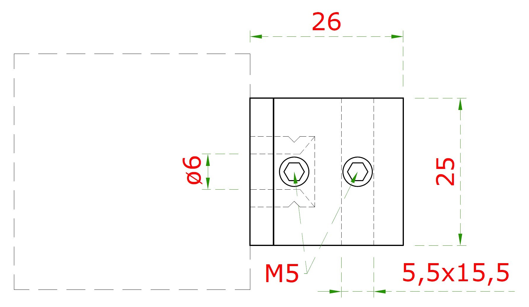 Držiak tyče 15 x 5 mm, plochý, brúsená nerez AISI 304
