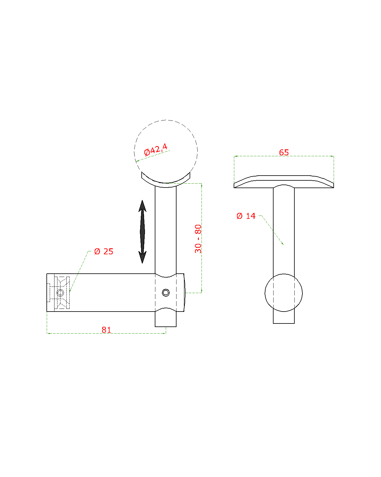 Držiak madla ø 42,4 mm ploché uchytenie, brúsená AISI 304