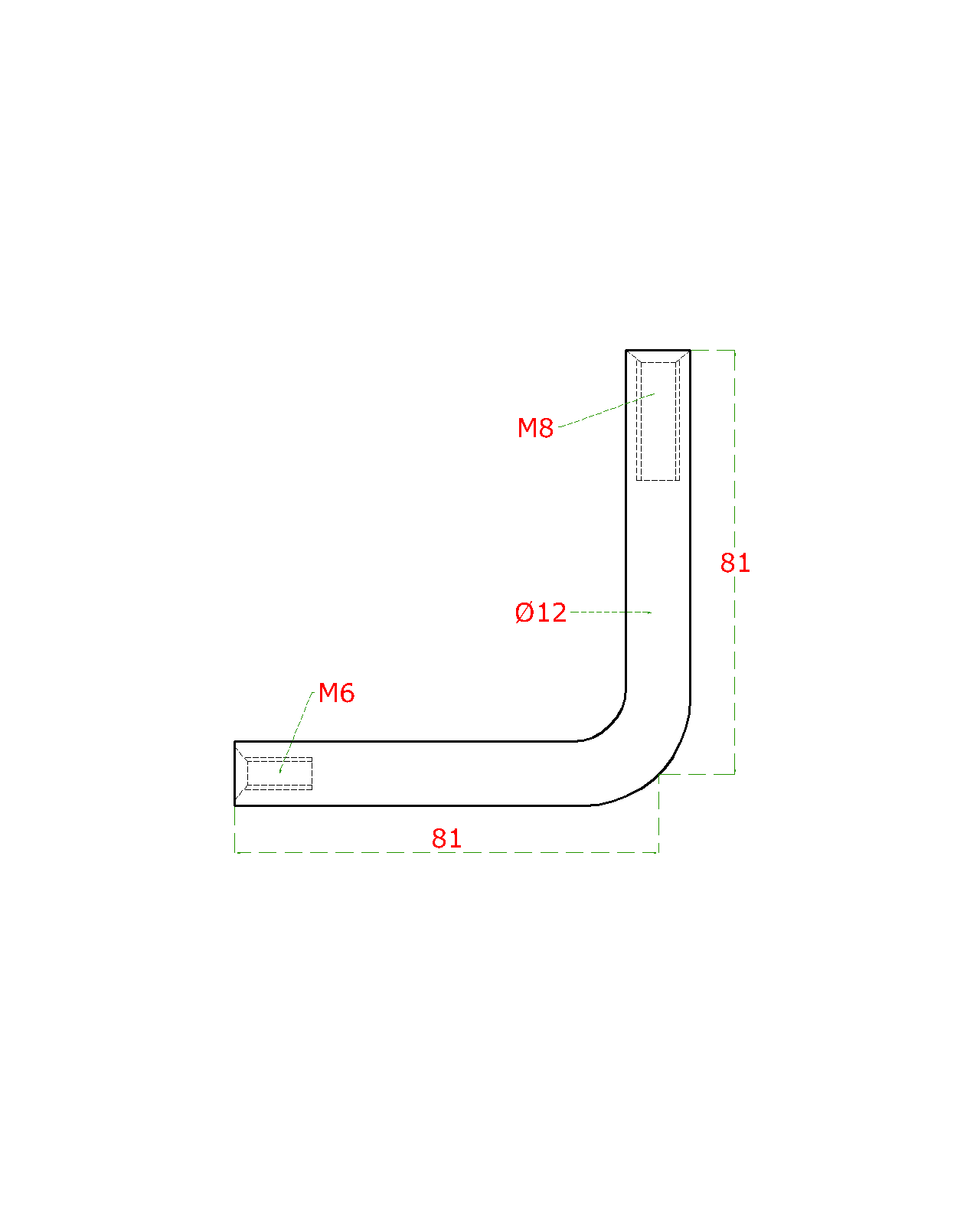 Uholník 90°, ø 12 mm, M6/M8, brúsená nerez AISI 304