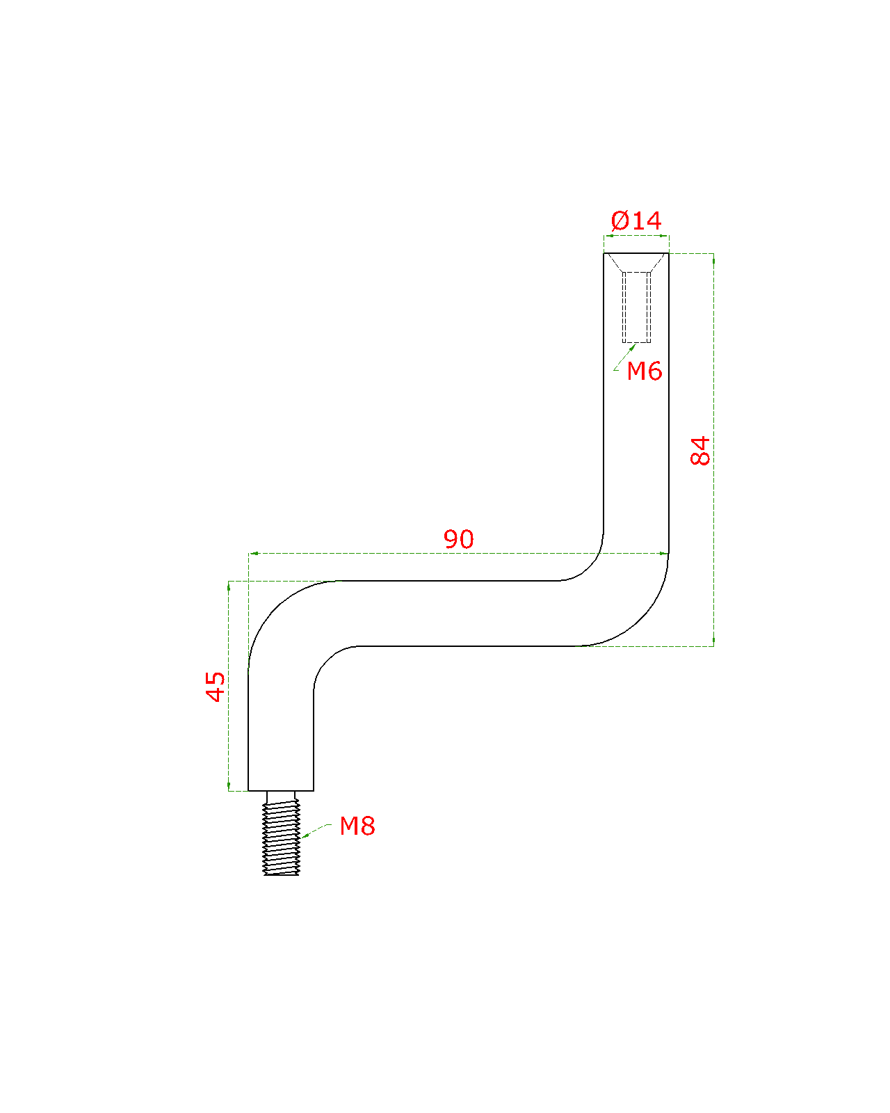 Čap mimo-osový, závit M8/M6, brúsená nerez AISI 304