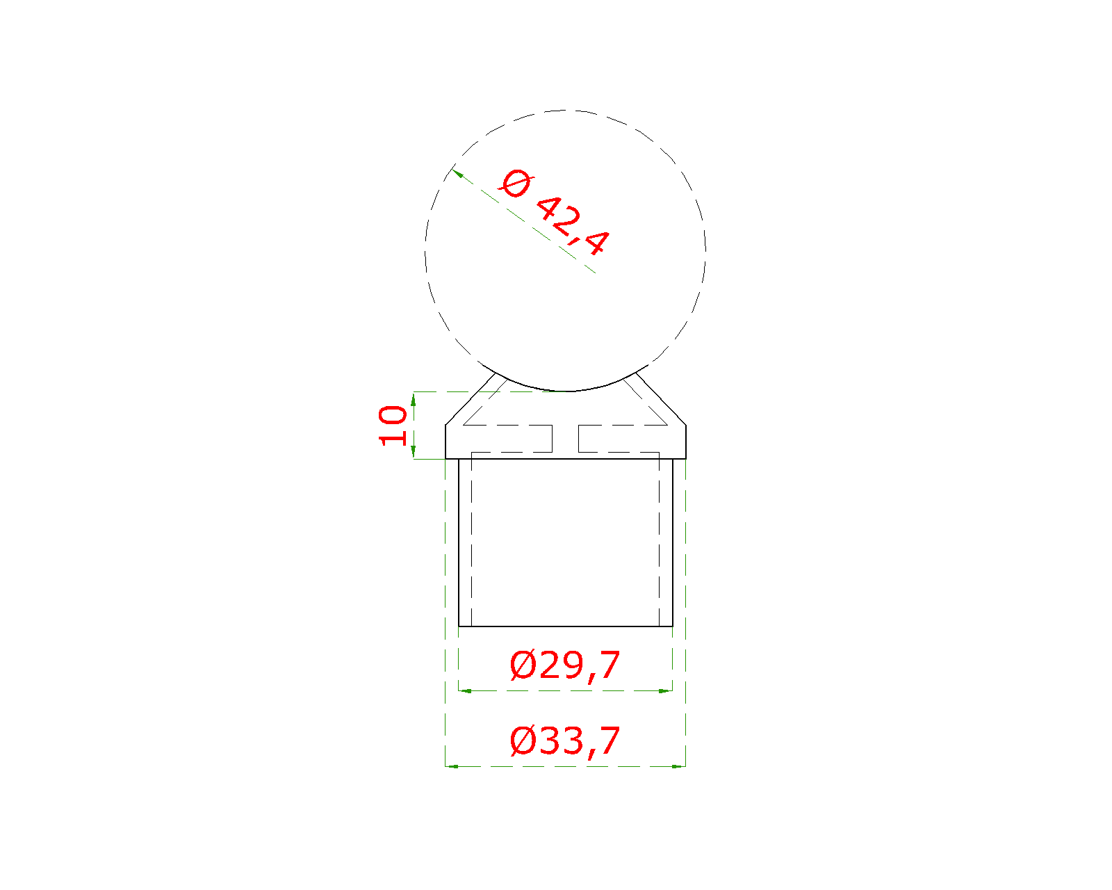 Držiak na trubku ø 33,7 mm pre madlo ø 42,4 mm, AISI 304