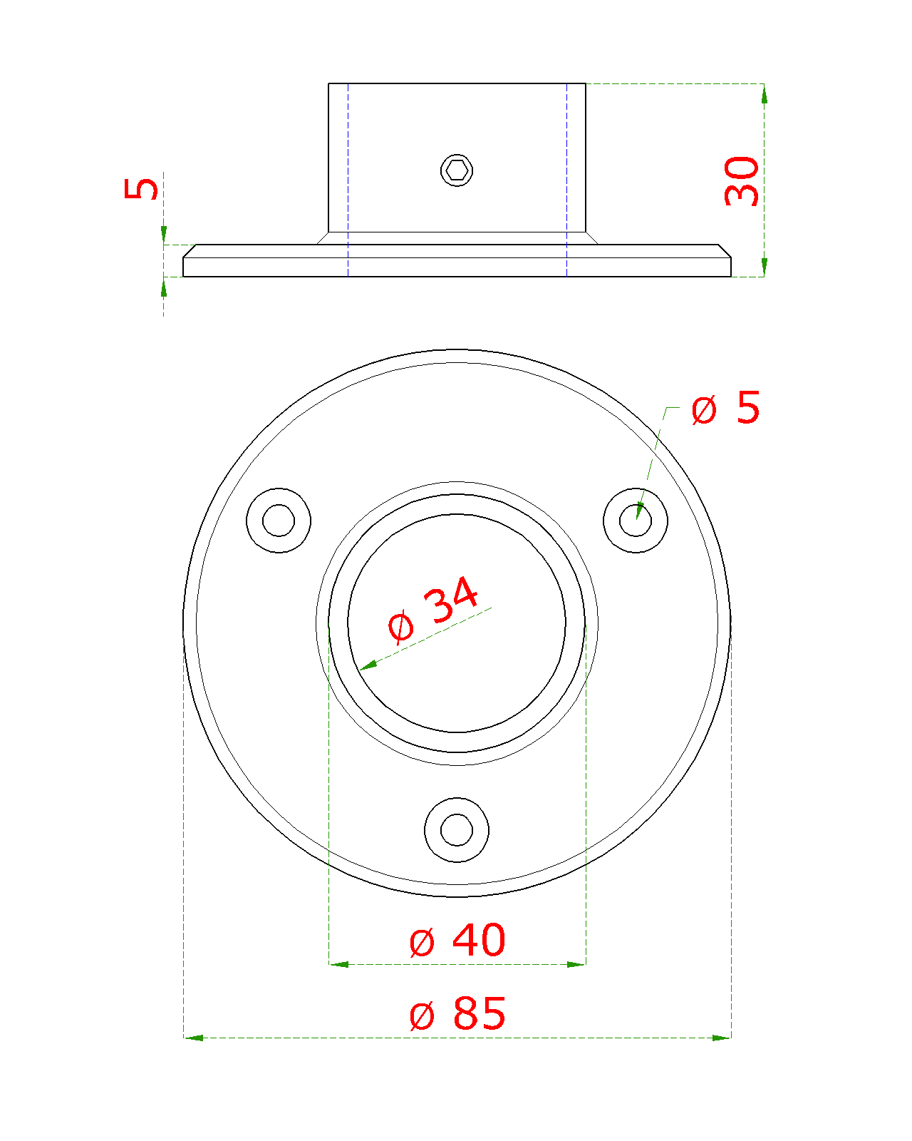 Príruba ø 85 mm na trubku ø 33,7 mm, AISI 304
