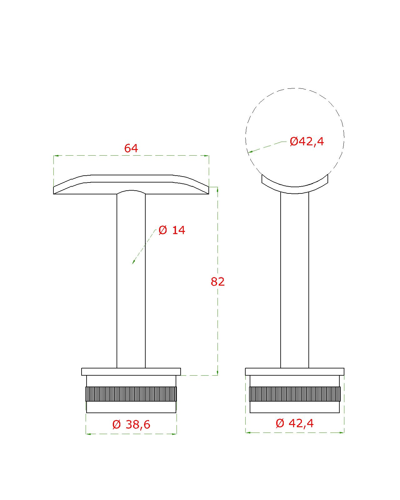 Držiak madla pevný na trubku ø 42,4 mm, PVD - čierna