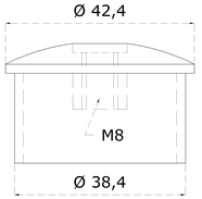 Spodok držiaka madla, M8, ø 42,4 mm, brúsená AISI 304