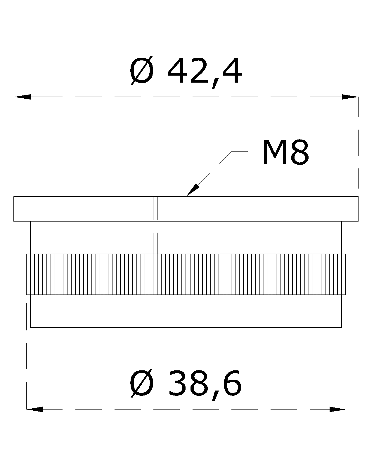 Spodok držiaka madla na trubku ø 42,4 mm, brúsená AISI 304