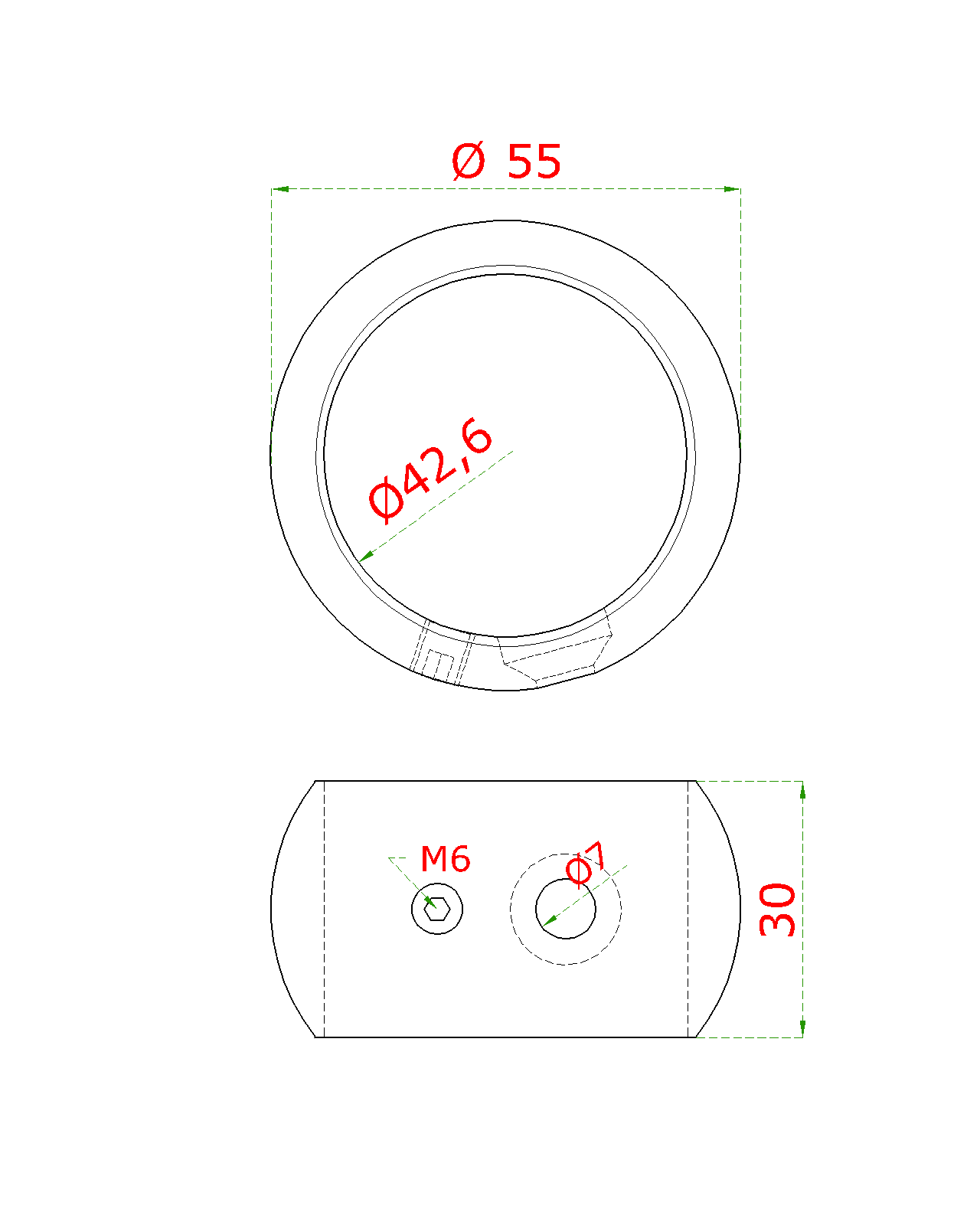 Držiak madla, prstenec na ø 42,4 mm, brúsená AISI 304