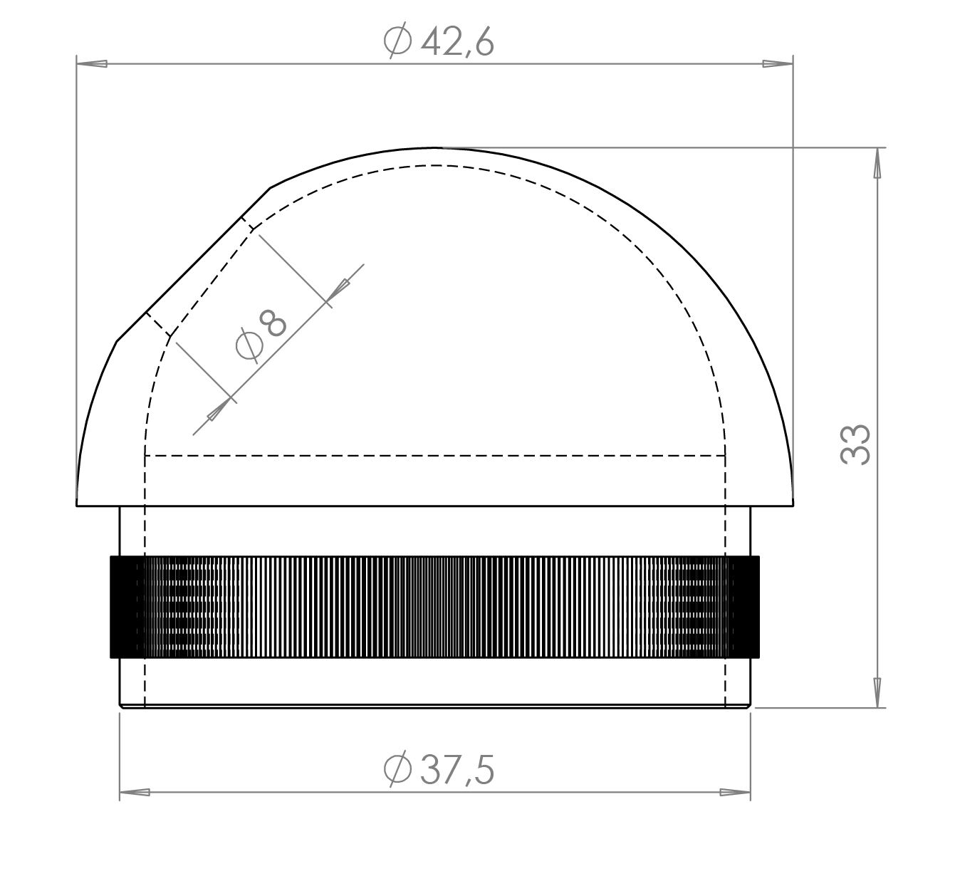 Spodok držiaka na trubku ø 42,4 mm, M8, brúsená AISI 304