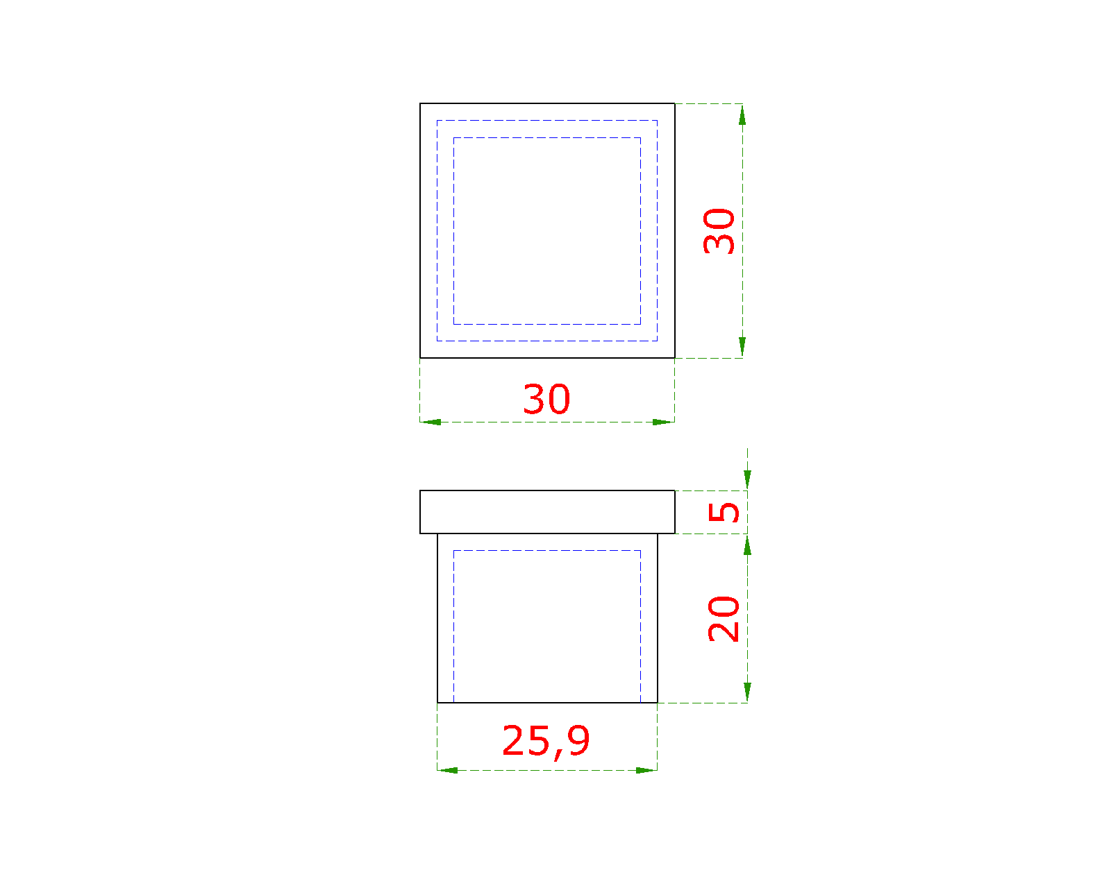 Ukončenie na jokel 30 x 30 mm, brúsená nerez AISI 304