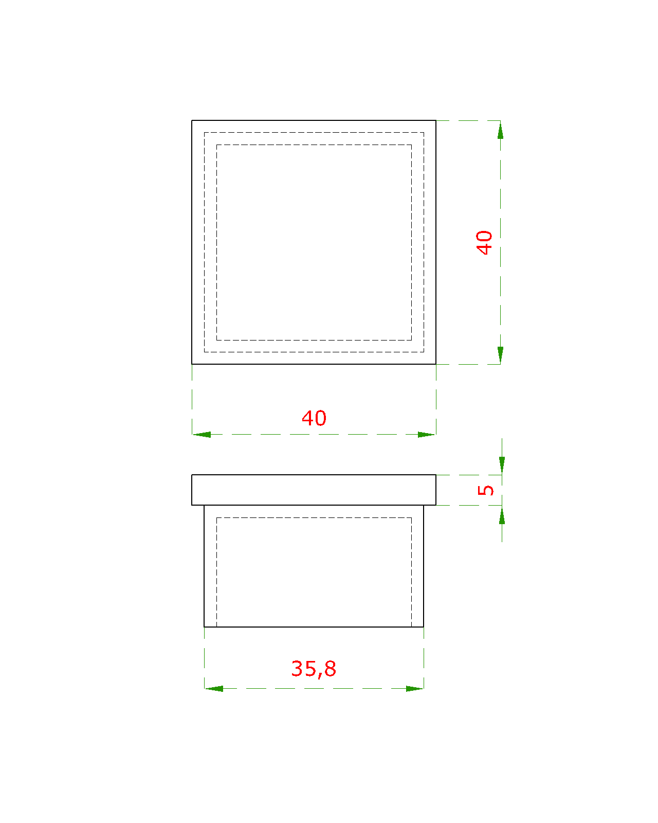 Ukončenie na jokel 40 x 40 mm, brúsená nerez AISI 304