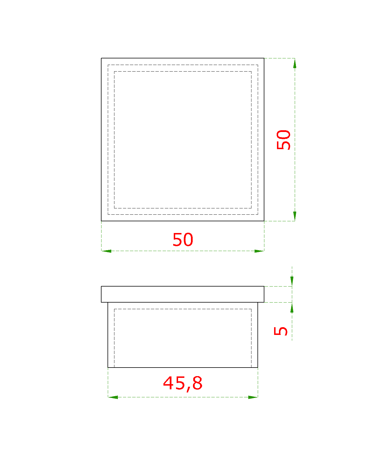 Ukončenie na jokel 50 x 50 mm, brúsená nerez AISI 304
