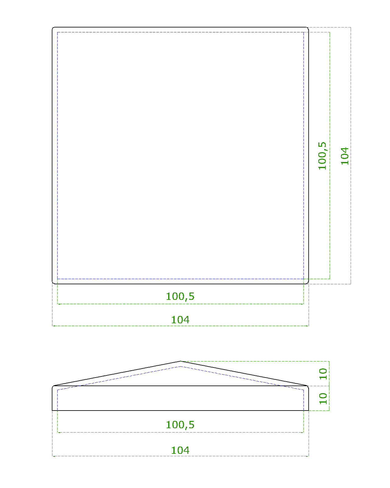 Ukončenie strieška jokla 100 x 100 mm, brúsená AISI 304
