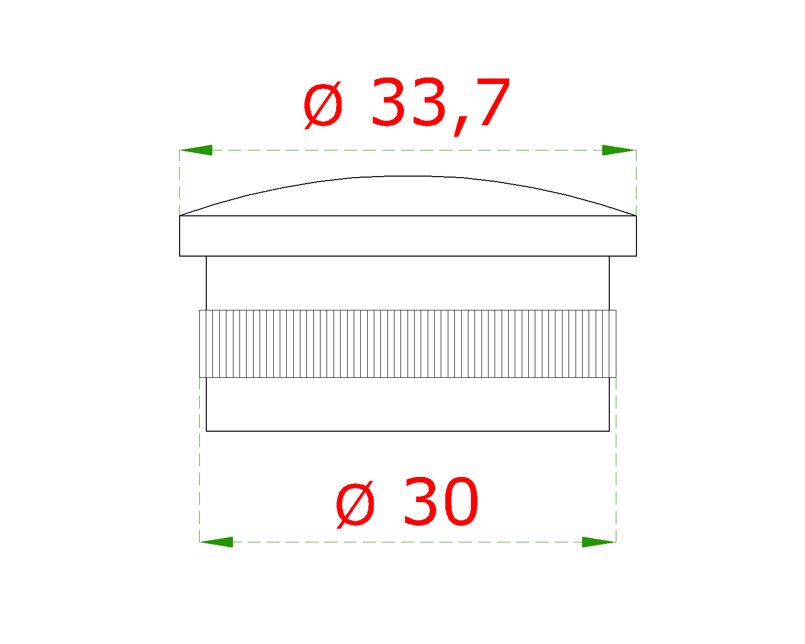 Ukončenie na trubku ø 33,7 mm, brúsená nerez AISI 304