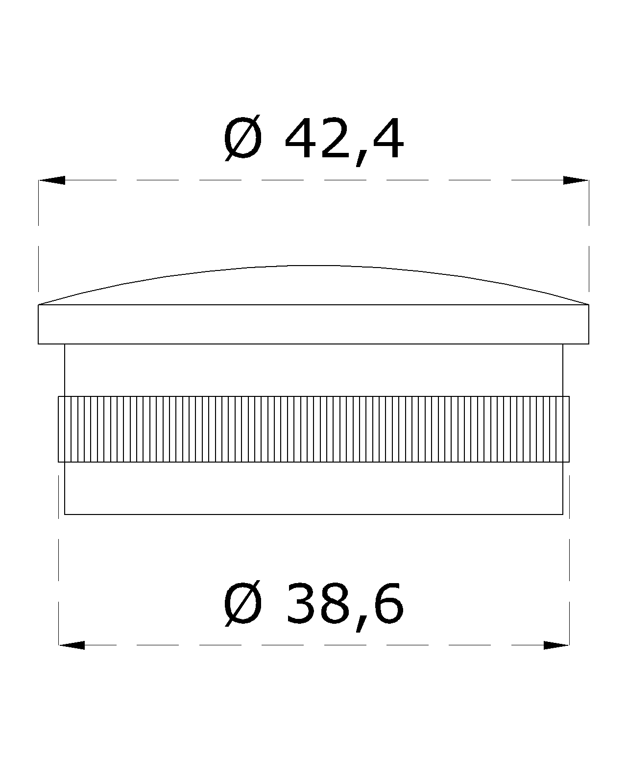 Ukončenie na trubku ø 42,4 mm, brúsená nerez AISI 304