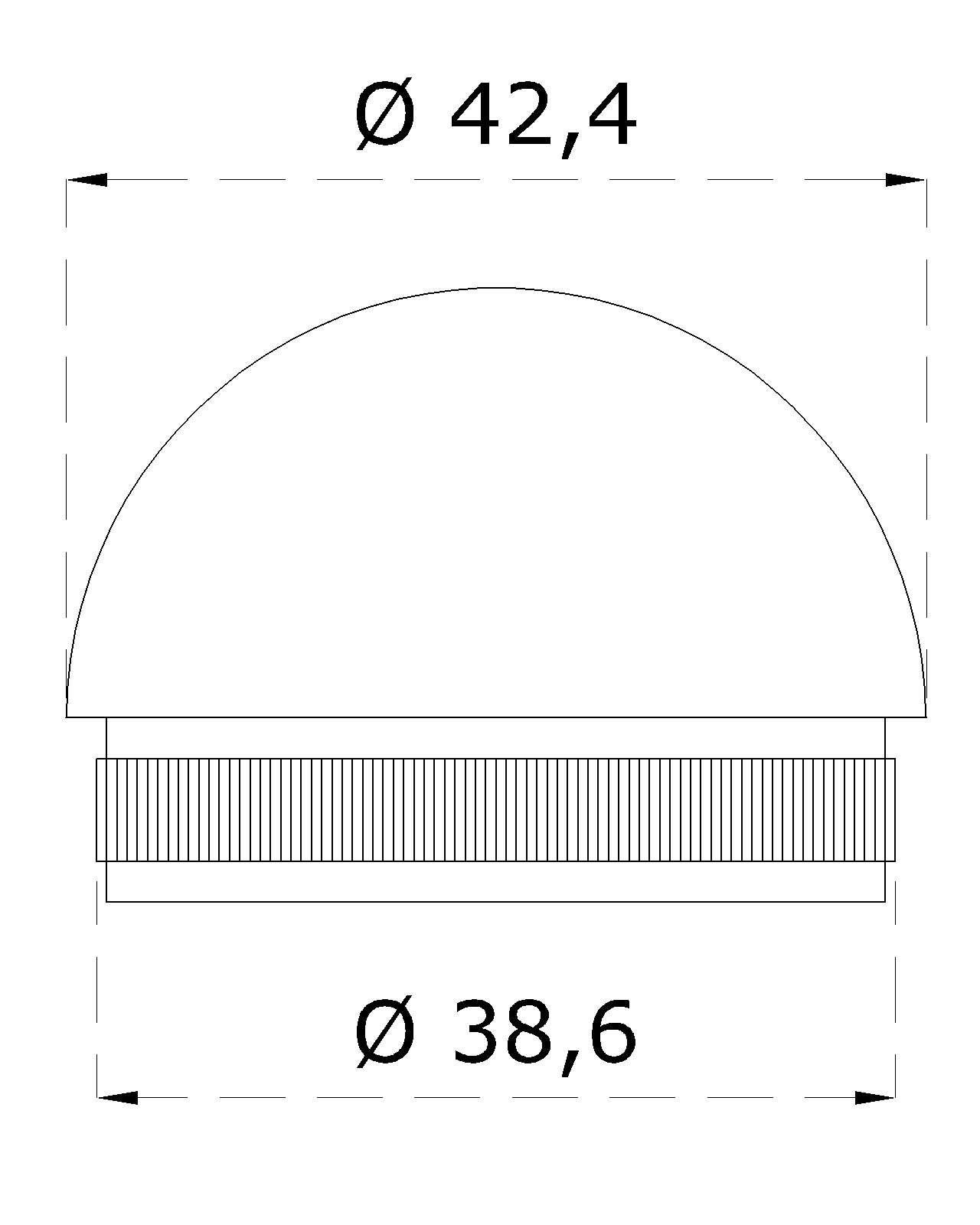 Ukončenie na trubku ø 42,4 mm, brúsená nerez AISI 304