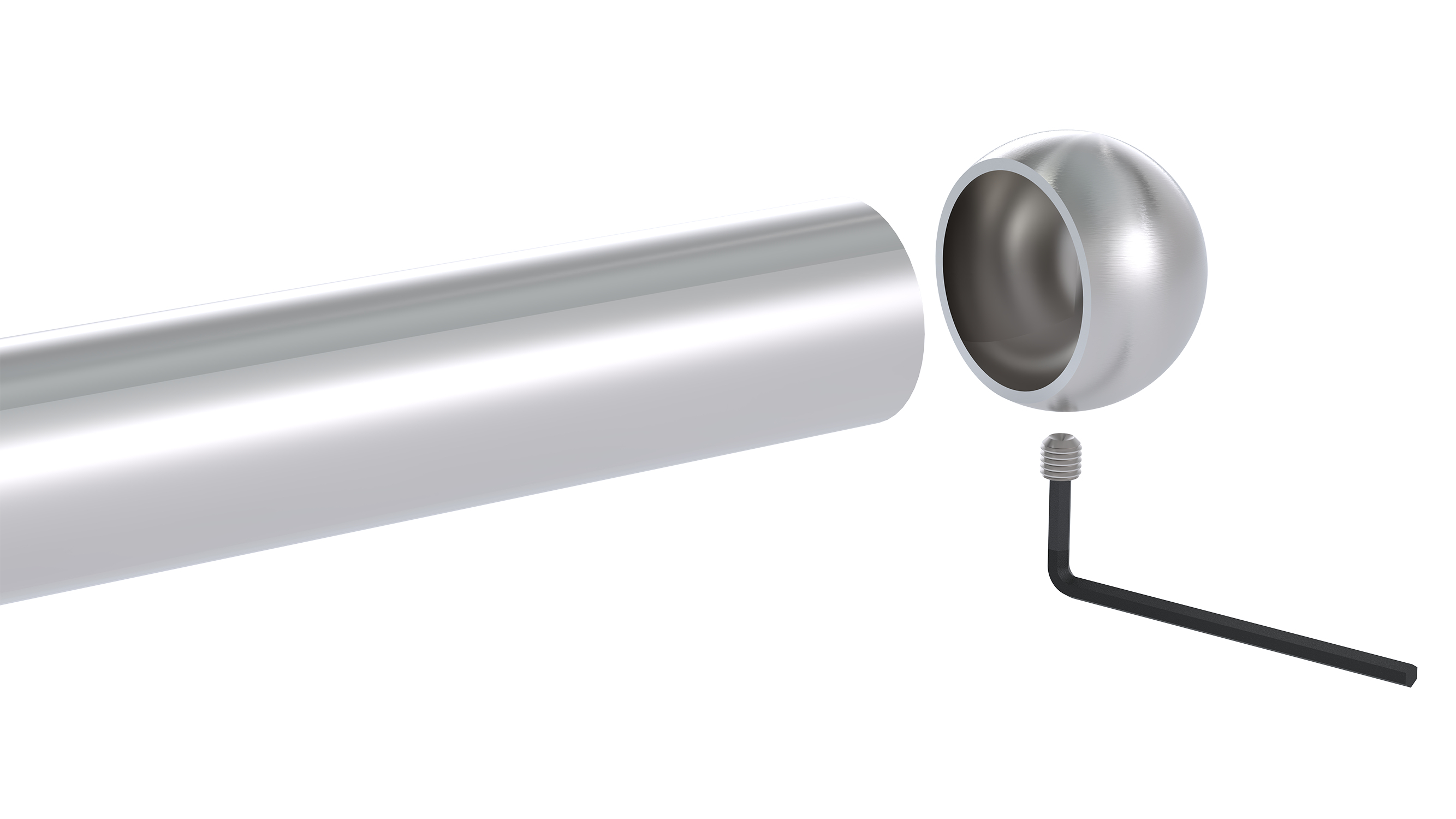 Ukončenie na trubku ø 42,4 mm, M8, brúsená nerez AISI 304