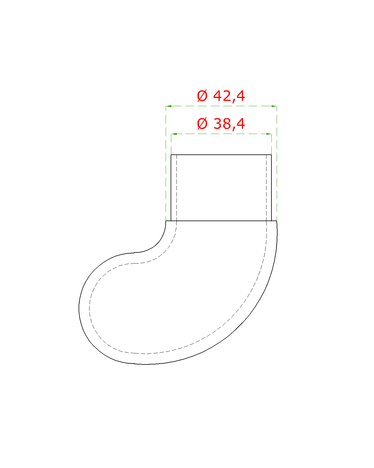 Ukončenie - koleno na trubku ø 42,4 mm, brúsená AISI 304