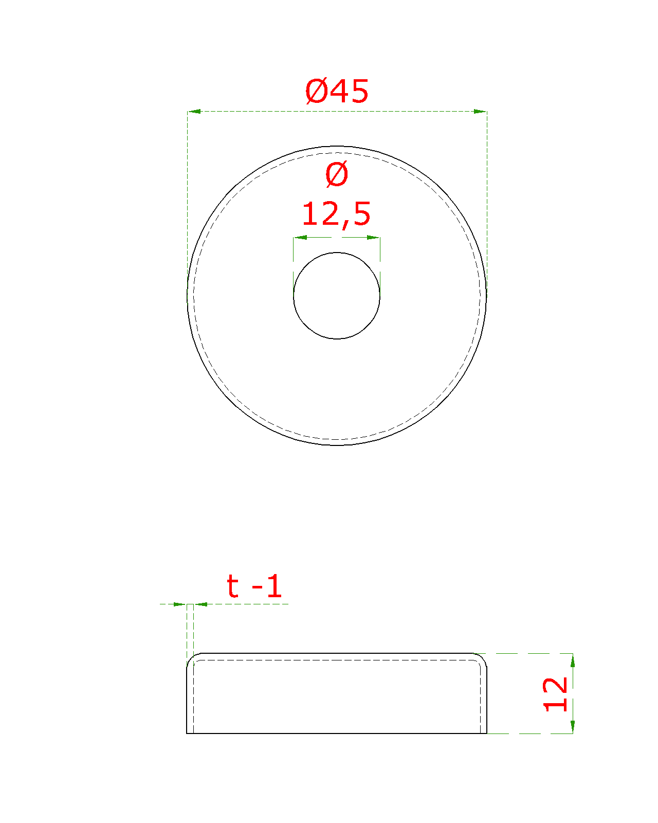 Kryt ø 45 mm na trubku ø 12 mm, brúsená nerez AISI 304