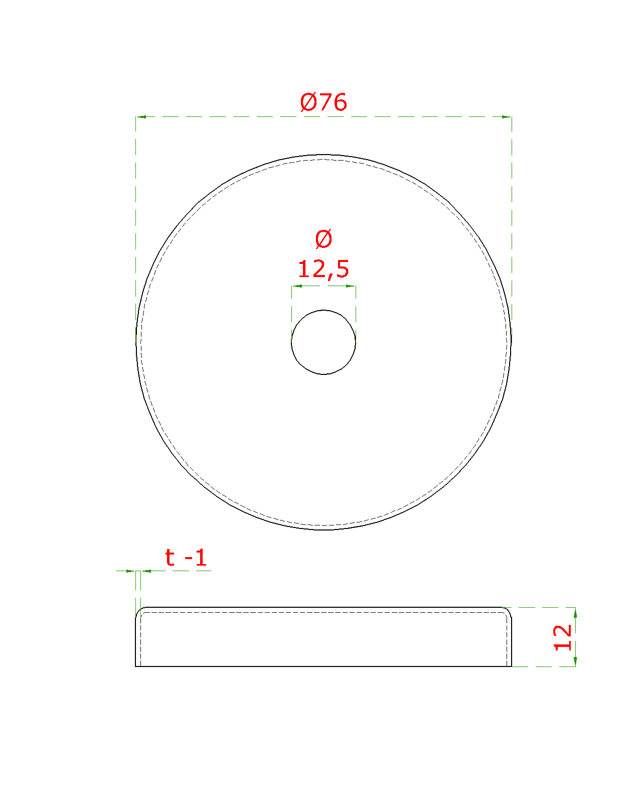 Kryt ø 76 mm na trubku ø 12 mm, AISI 304