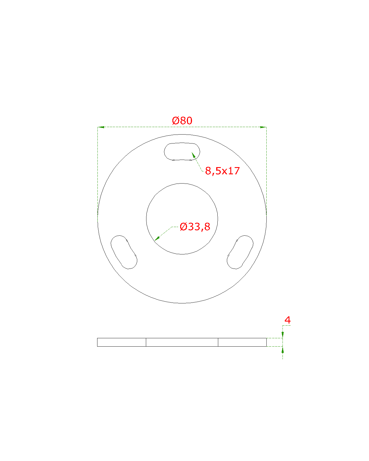 Kotviaca platňa ø 80 mm na trubku ø 33,7 mm, AISI 304