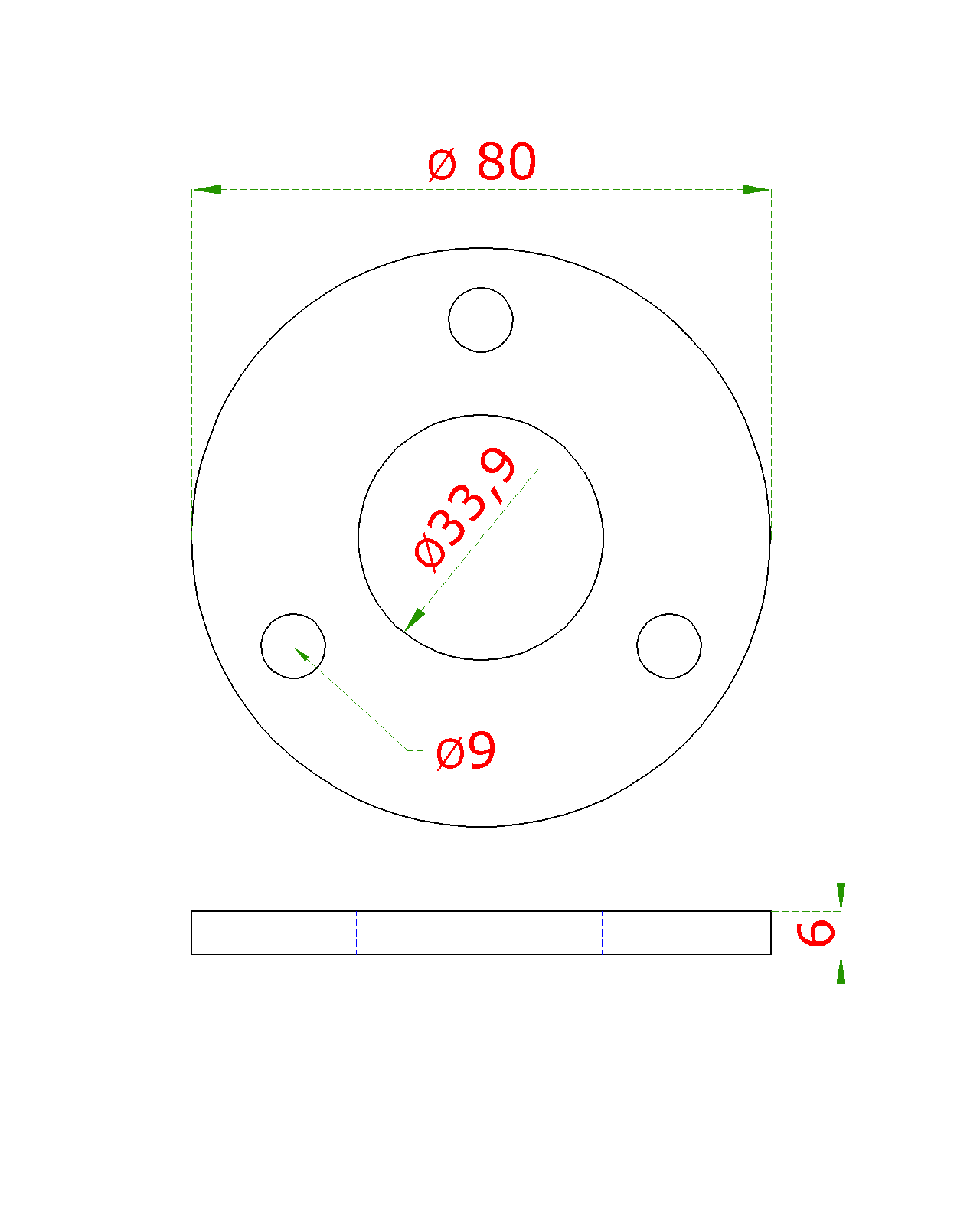 Kotviaca platňa ø 80 mm na trubku ø 33,7 mm, AISI 304