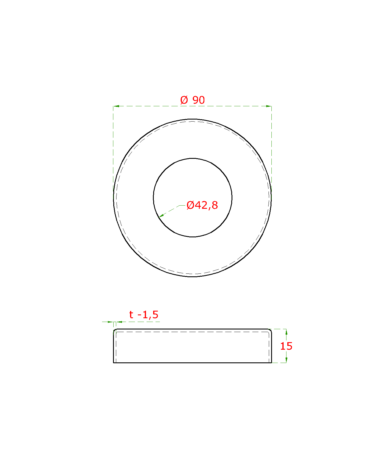 Kryt príruby ø 90 mm na trubku ø 42,4 mm, brúsená AISI 304