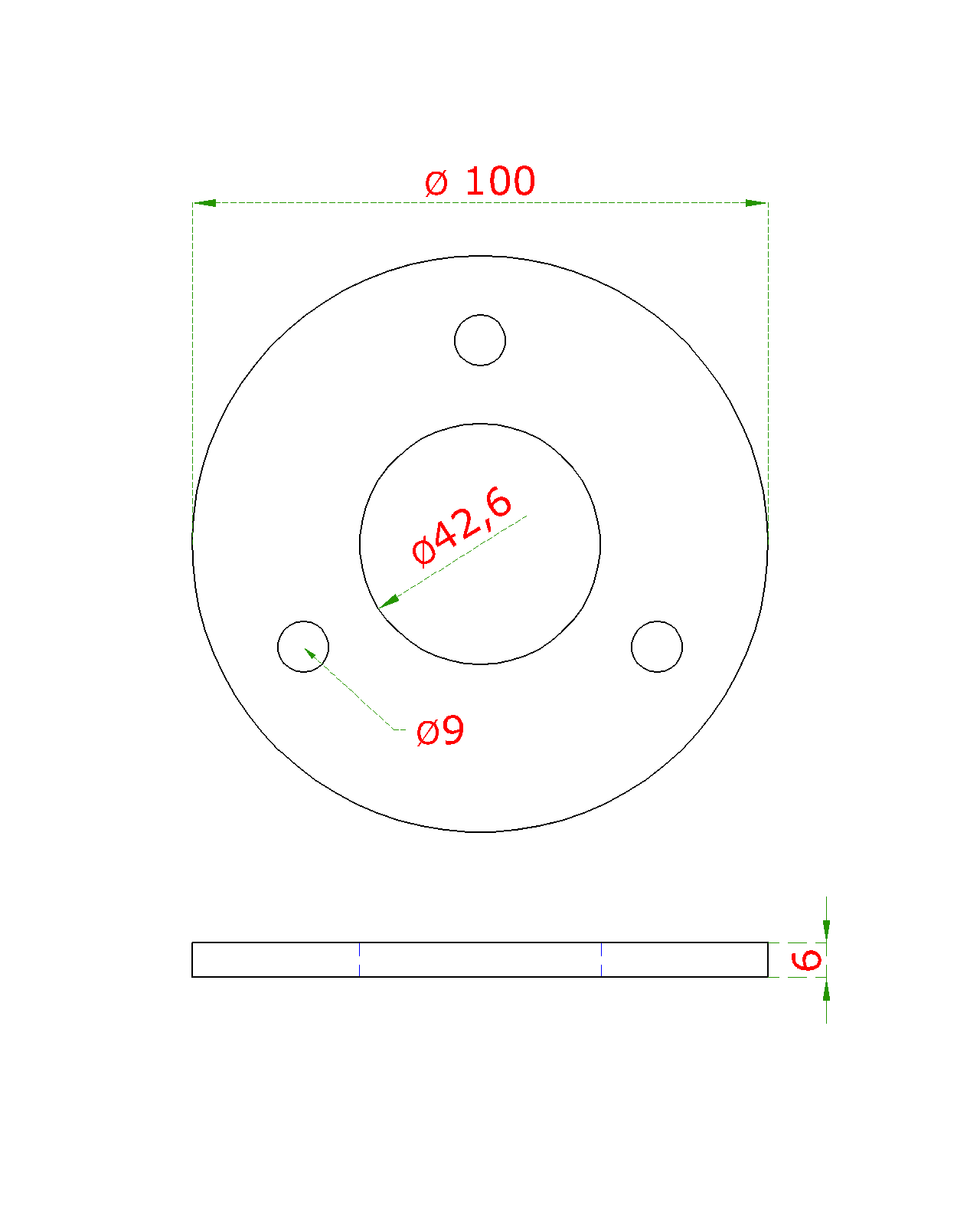 Kotviaca platňa ø 100 mm na trubku ø 42,4 mm, AISI 304