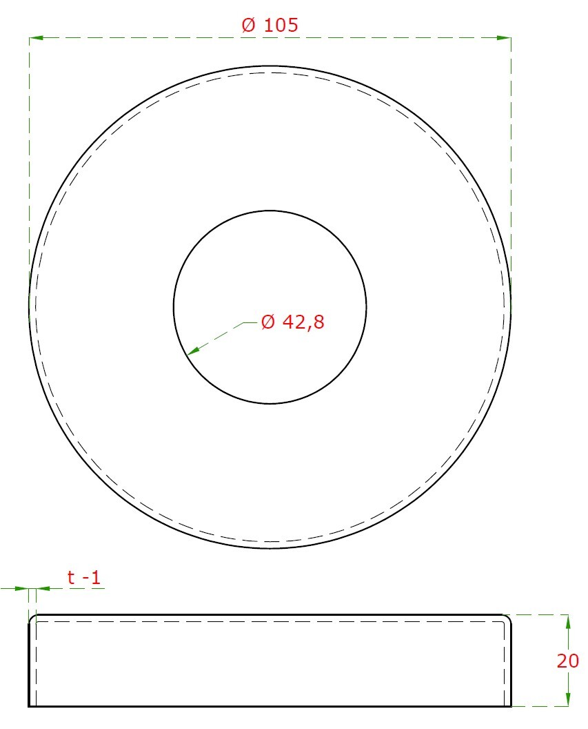 Kryt príruby ø 105 mm na trubku ø 42,4 mm, PVD - čierna