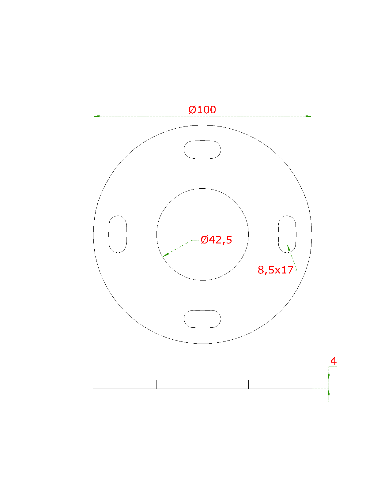 Kotviaca platňa na ø 42,4 mm, bez povrchovej úpravy AISI 304