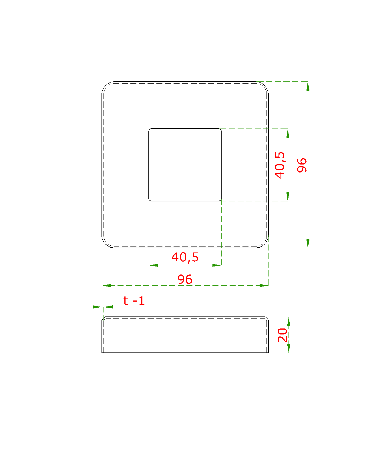 Kryt platne 96 x 96 mm, brúsená nerez AISI 304