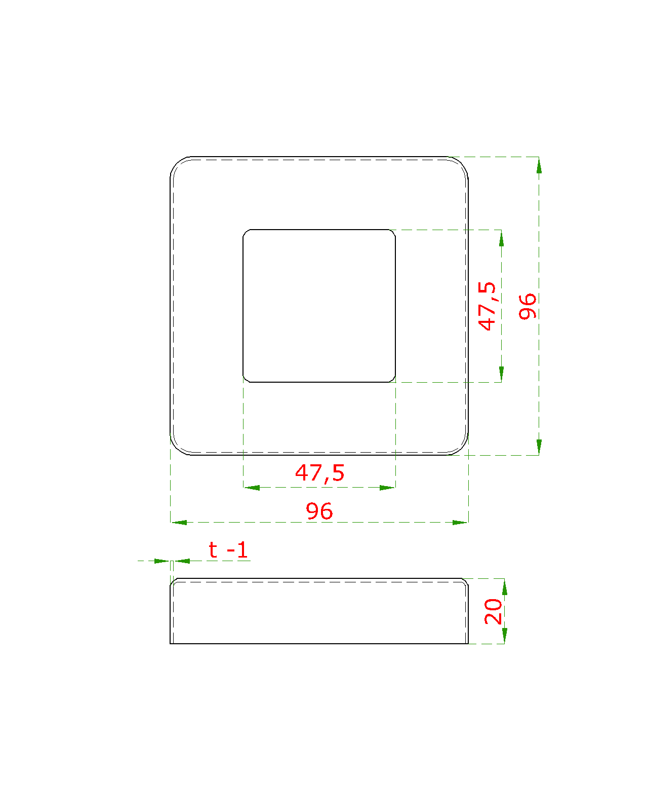 Kryt príruby 96 x 96 mm, brúsená nerez AISI 304