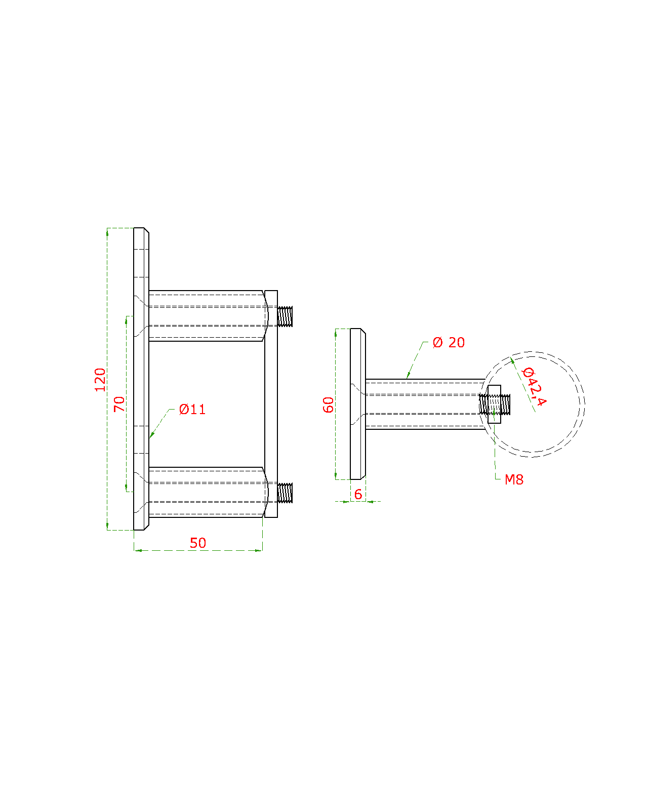 Úchyt na bočné kotvenie stĺpu ø 42,4 mm, brúsená AISI 304