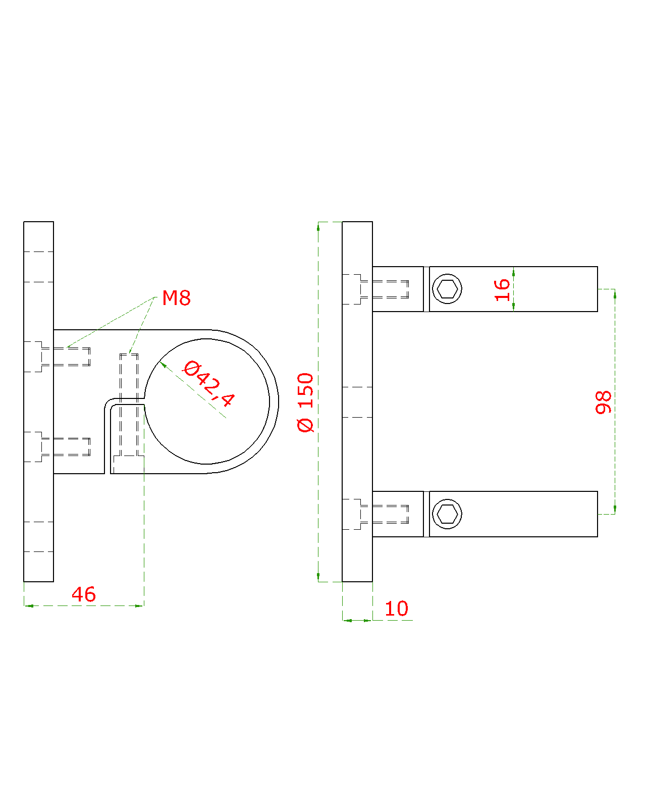 Úchyt na bočné kotvenie stĺpu ø 42,4 mm, brúsená AISI 304