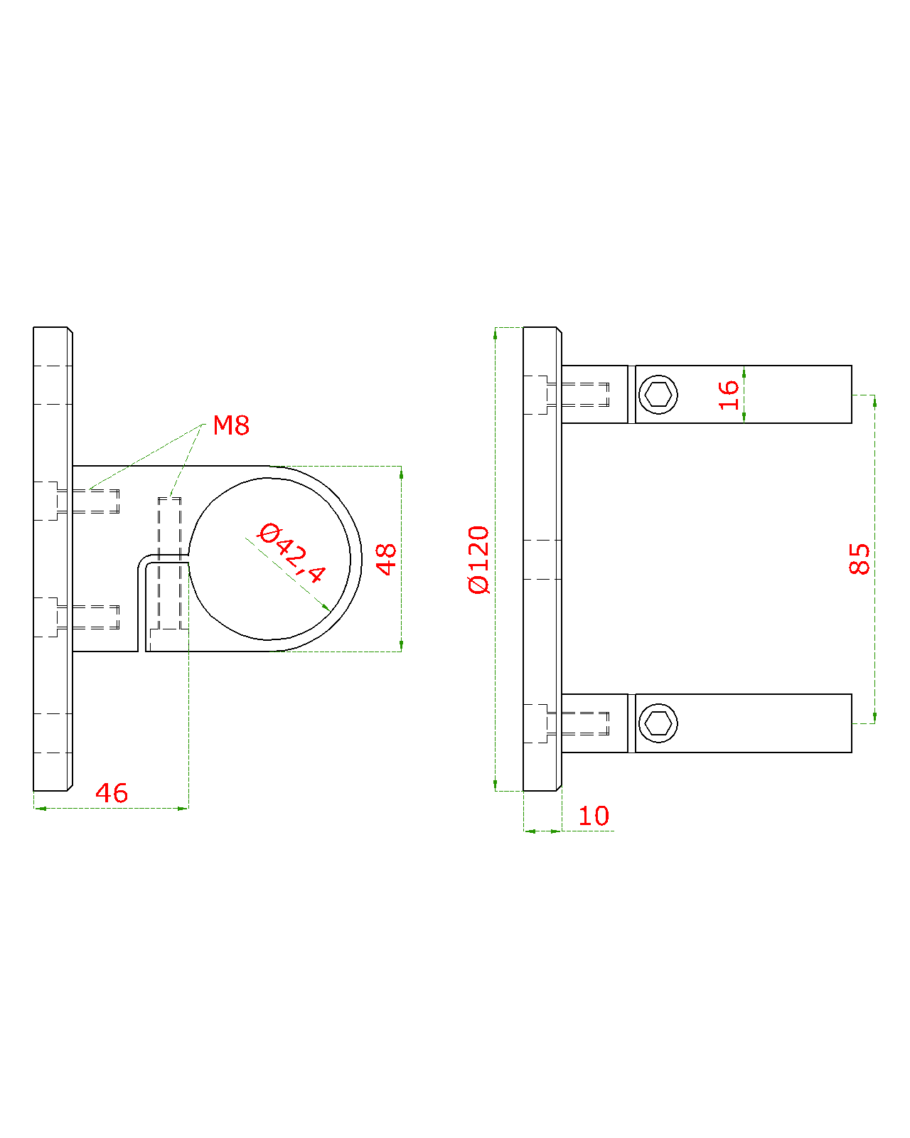 Úchyt na bočné kotvenie stĺpu ø 42,4 mm, brúsená AISI 304