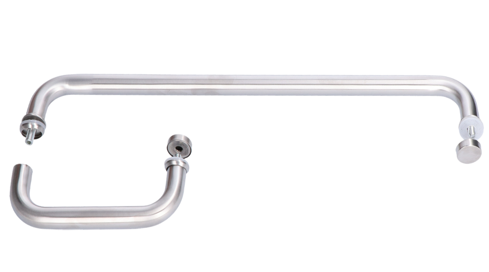 Madlo na dvere, L = 460 mm, sklo 8 - 12 mm, brúsená AISI 304