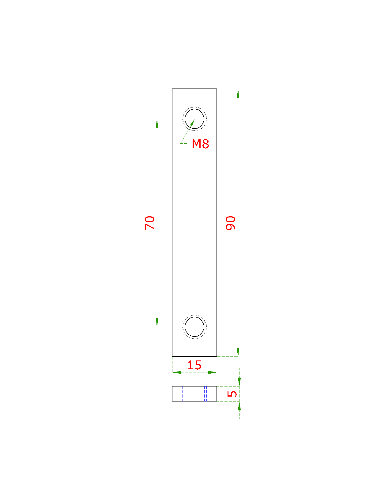 Kotviaca platnička (plochá), 2x M8, rozteč: 70 mm, AISI 304