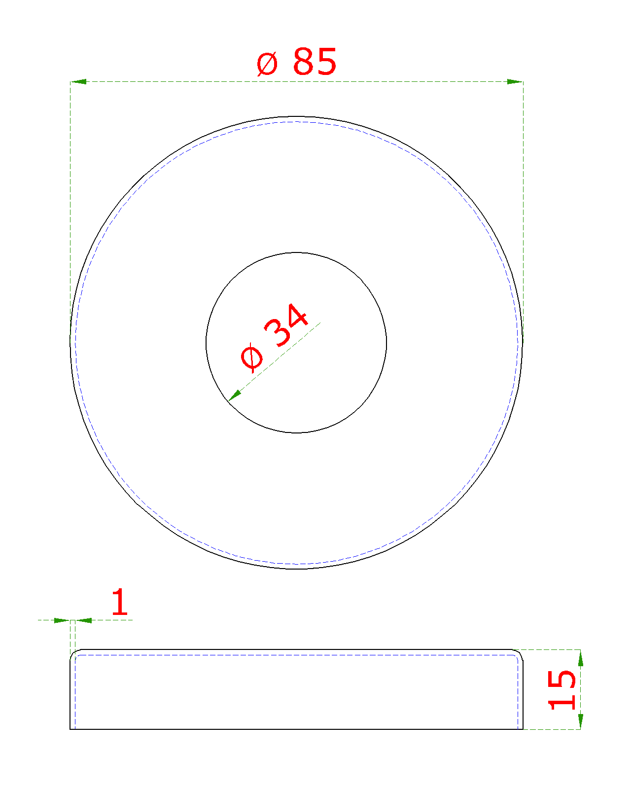 Kryt príruby ø 85 mm na trubku ø 33,7 mm, AISI 304