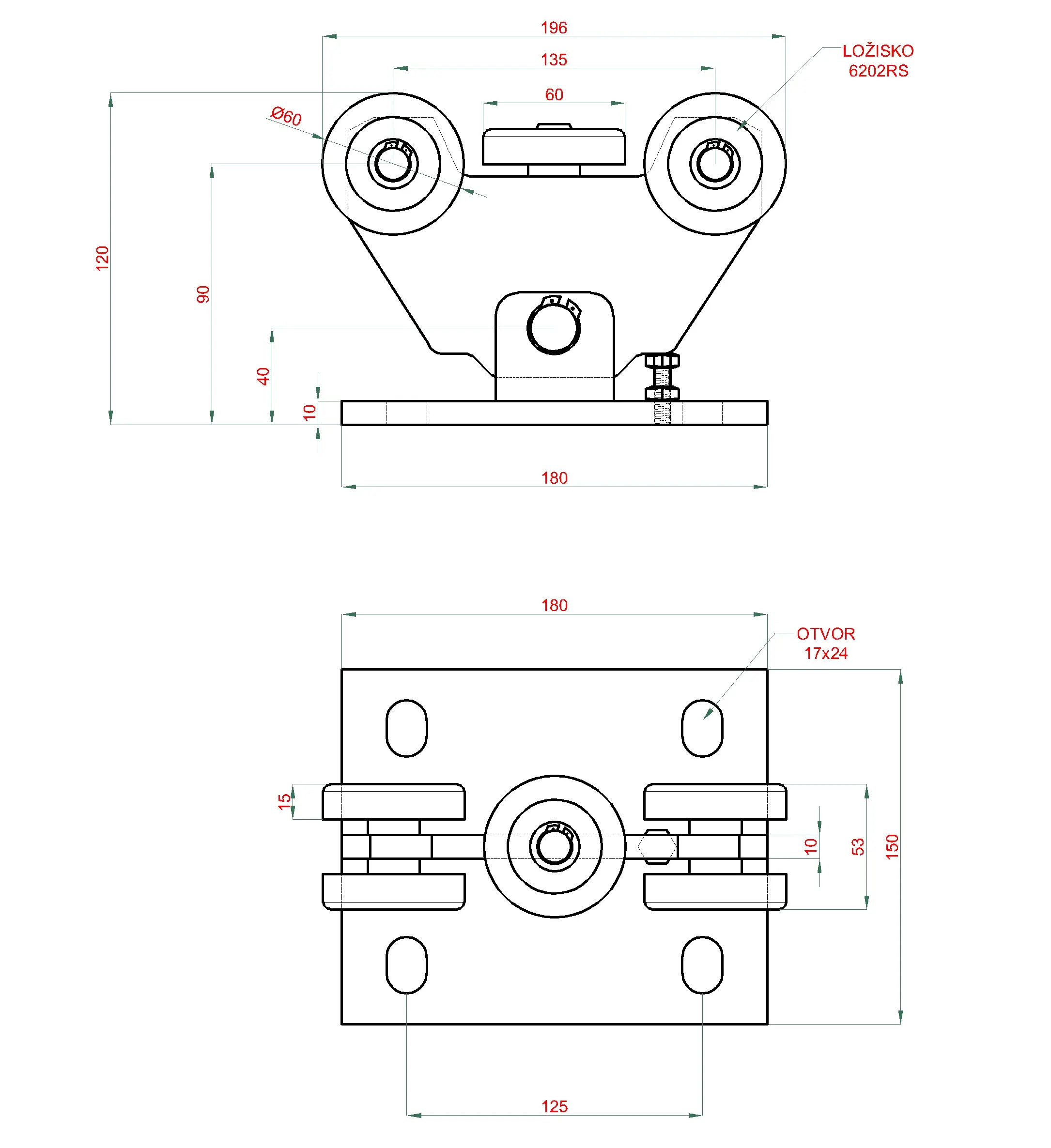 PICCOLO samonos do 200 kg/4,5 m, profil 67 x 67 x 3 mm