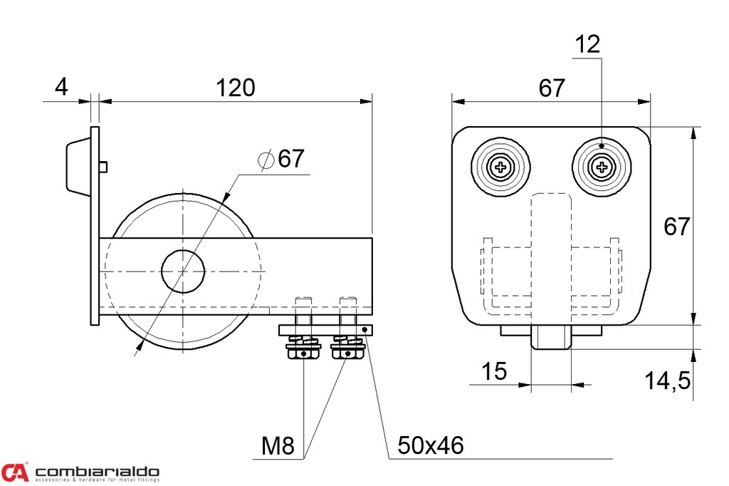 PICCOLO samonos do 200 kg/4,5 m, profil 67 x 67 x 3 mm
