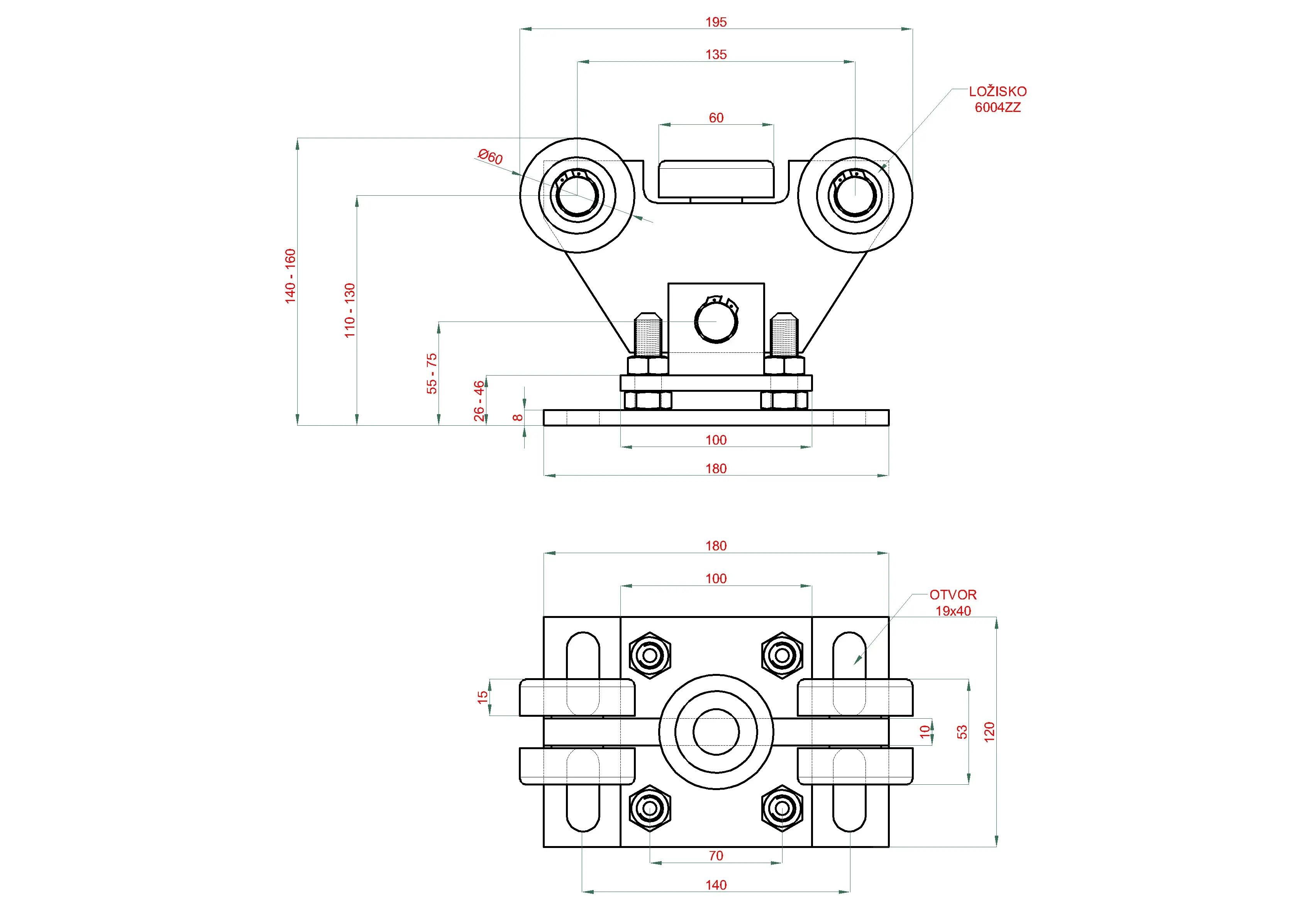 PICCOLO samonos do 200 kg/4,5 m, profil 67 x 67 x 3 mm