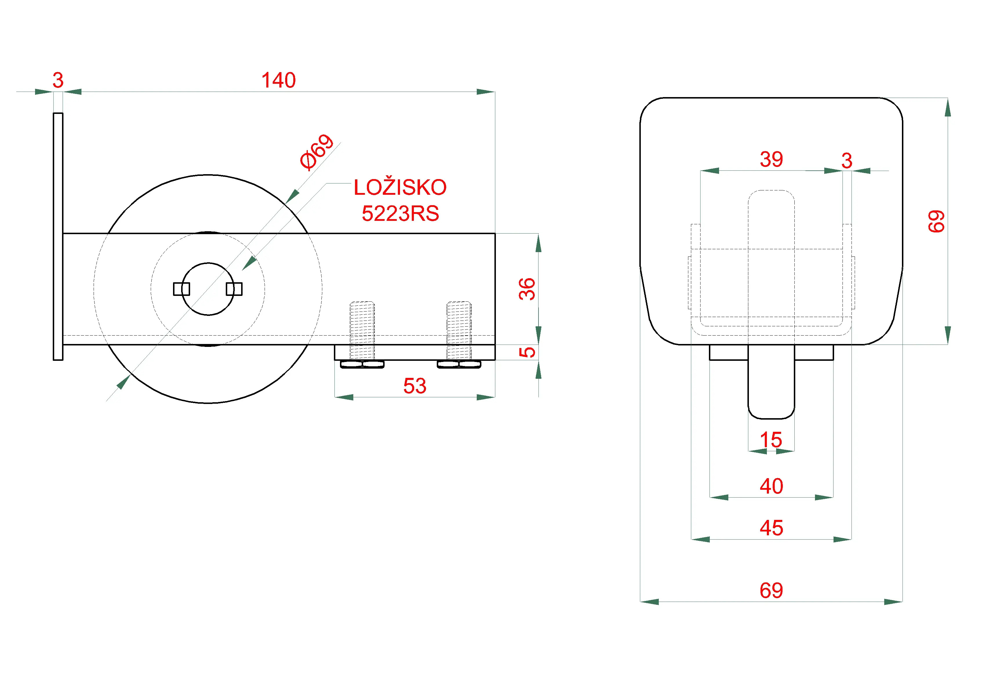 PICCOLO samonos do 200 kg/4,5 m, profil 67 x 67 x 3 mm
