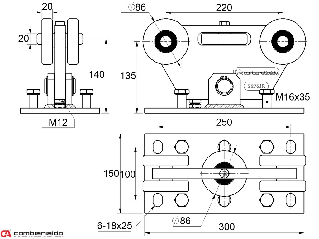 MEDIO samonos do 550 kg/8,5 m, profil 98 x 98 x 5 mm, nerez