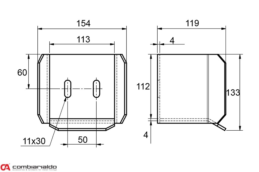 MEDIO samonos do 550 kg/8,5 m, profil 98 x 98 x 5 mm, nerez